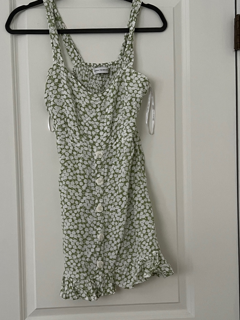Faithful the Brand Green and White Mini Dress